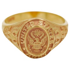 Ladies 10Kt. Solid Gold Art Deco Signet Ring For The US Army 1940's