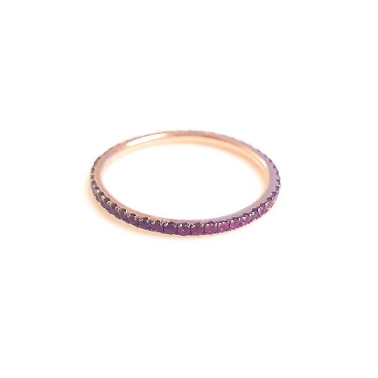 Modern Ladies 14 Karat Pink Gold Round Ruby Ring