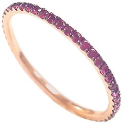 Ladies 14 Karat Pink Gold Round Ruby Ring