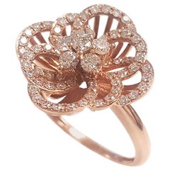 Ladies 14 Karat Rose Gold Round Diamond Ring