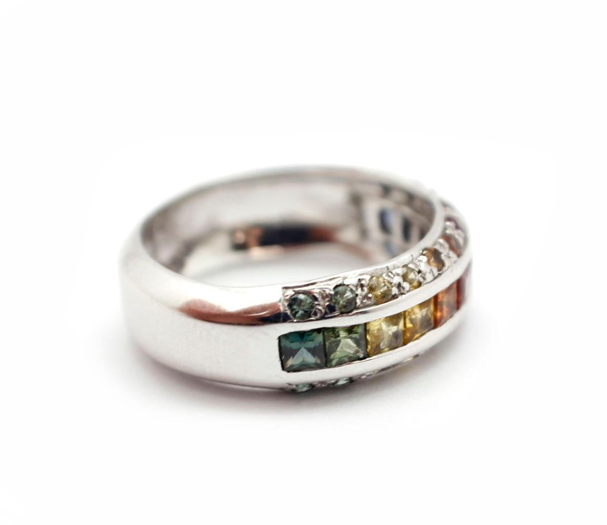 rainbow sapphire ring white gold
