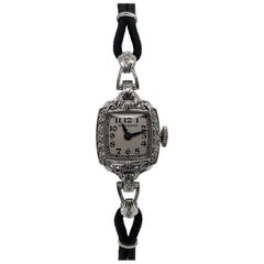 Ladies 14 Karat White Gold Diamond Hamilton Timepiece