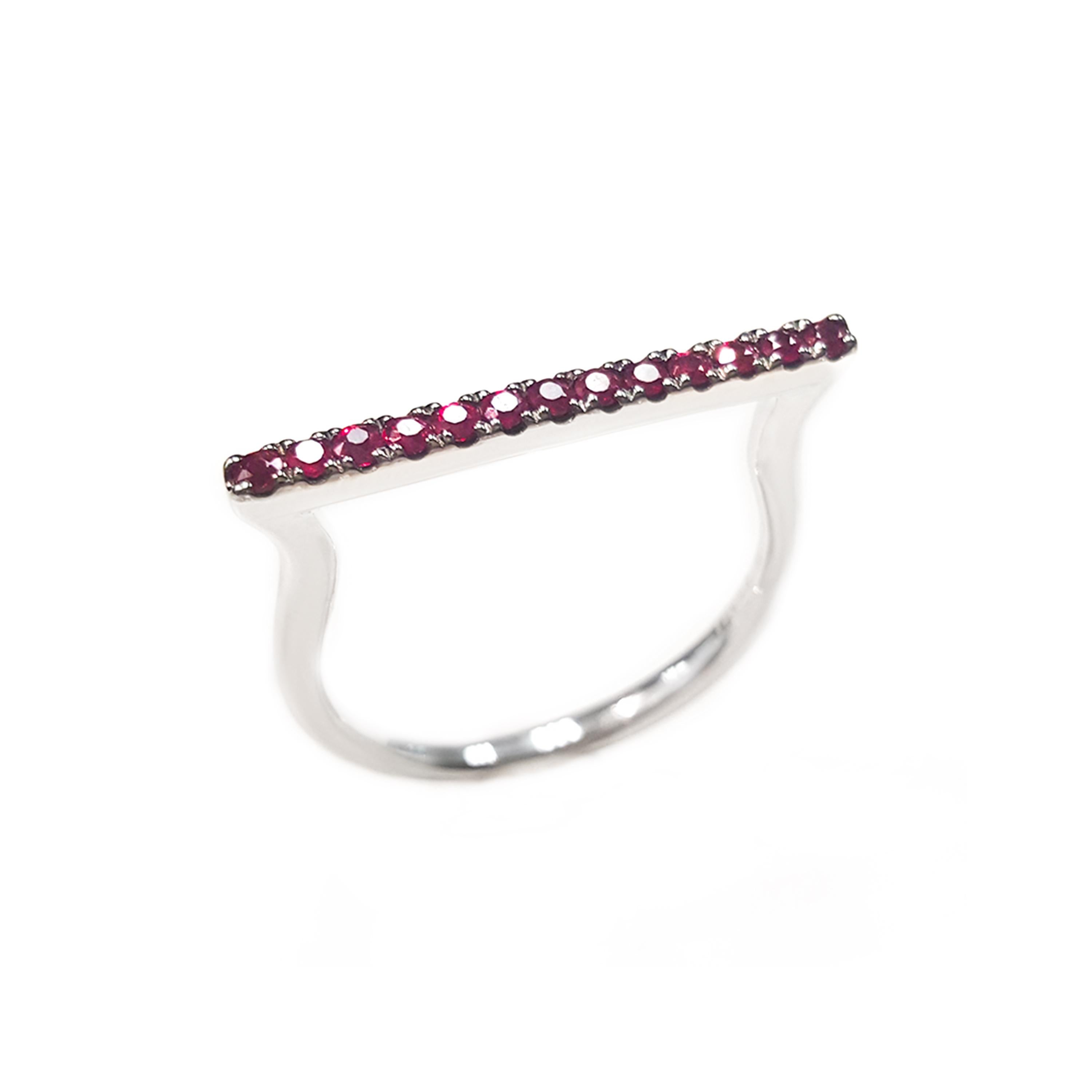 This ladies 14k white gold round ruby ring has 0.30ct of perfectly matched rubies. Comfort fit ring for everyday use. Ring size 7
