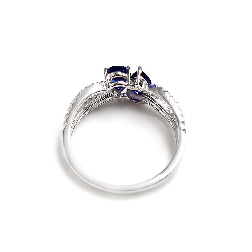 This Ladies 14k White Gold Sapphire and Diamonds Ring has 0.92 carats of Sapphire and 0.32 carats of Diamonds. 