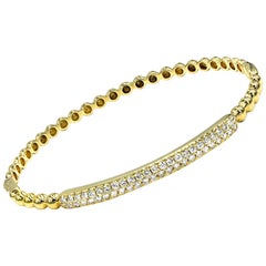 Ladies 14 Karat Yellow Gold 0.92 Carat Diamond Bangle Bracelet