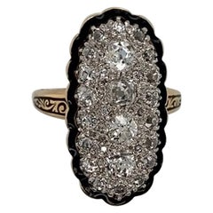 Ladies 14 Karat Yellow Gold Diamond and Enamel Victorian Fashion Ring