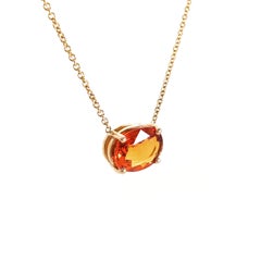 Ladies 14 Karat Yellow Gold Orange Sapphire Pendant