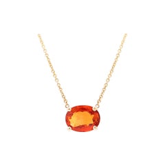 Ladies 14 Karat Yellow Gold Orange Sapphire Pendant