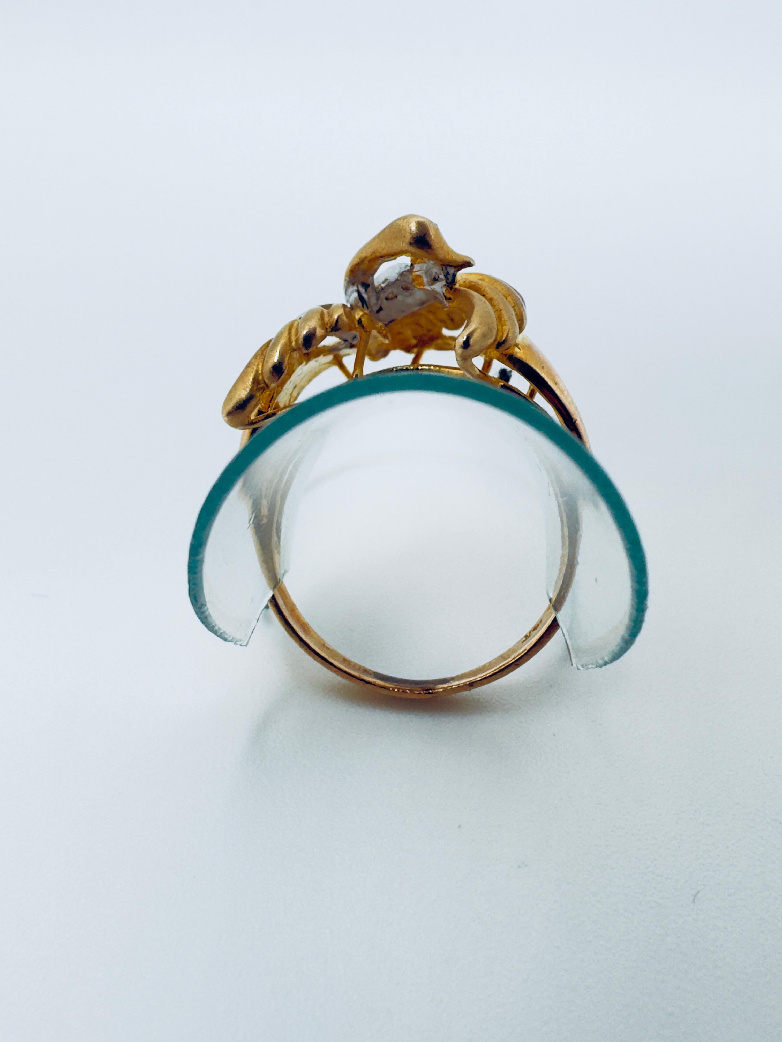 Ladies 14K Diamond & Rudy Swan Ring In Good Condition For Sale In Palm Desert, CA