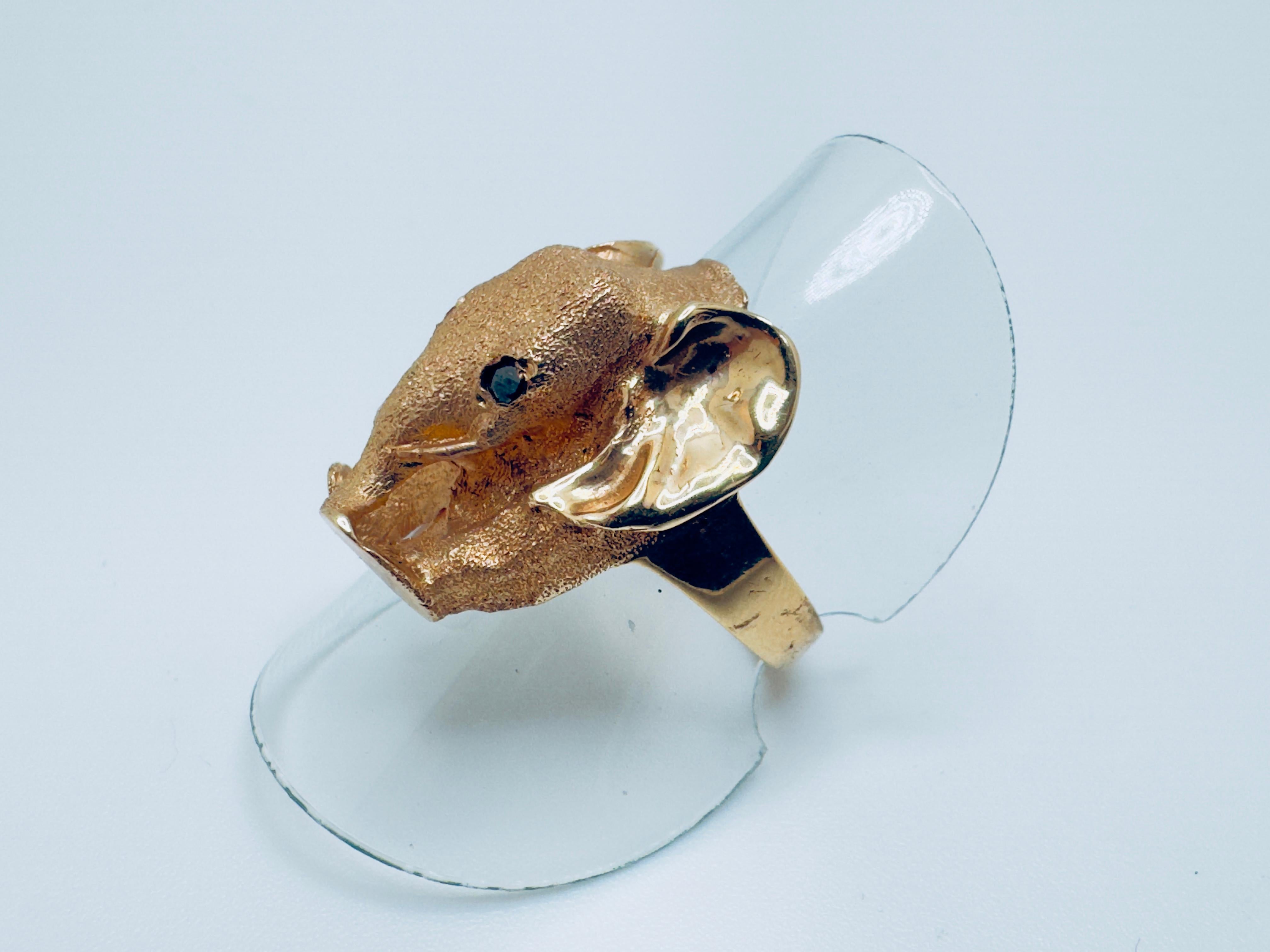 Ladies 14K Elephant Head Ring For Sale 1