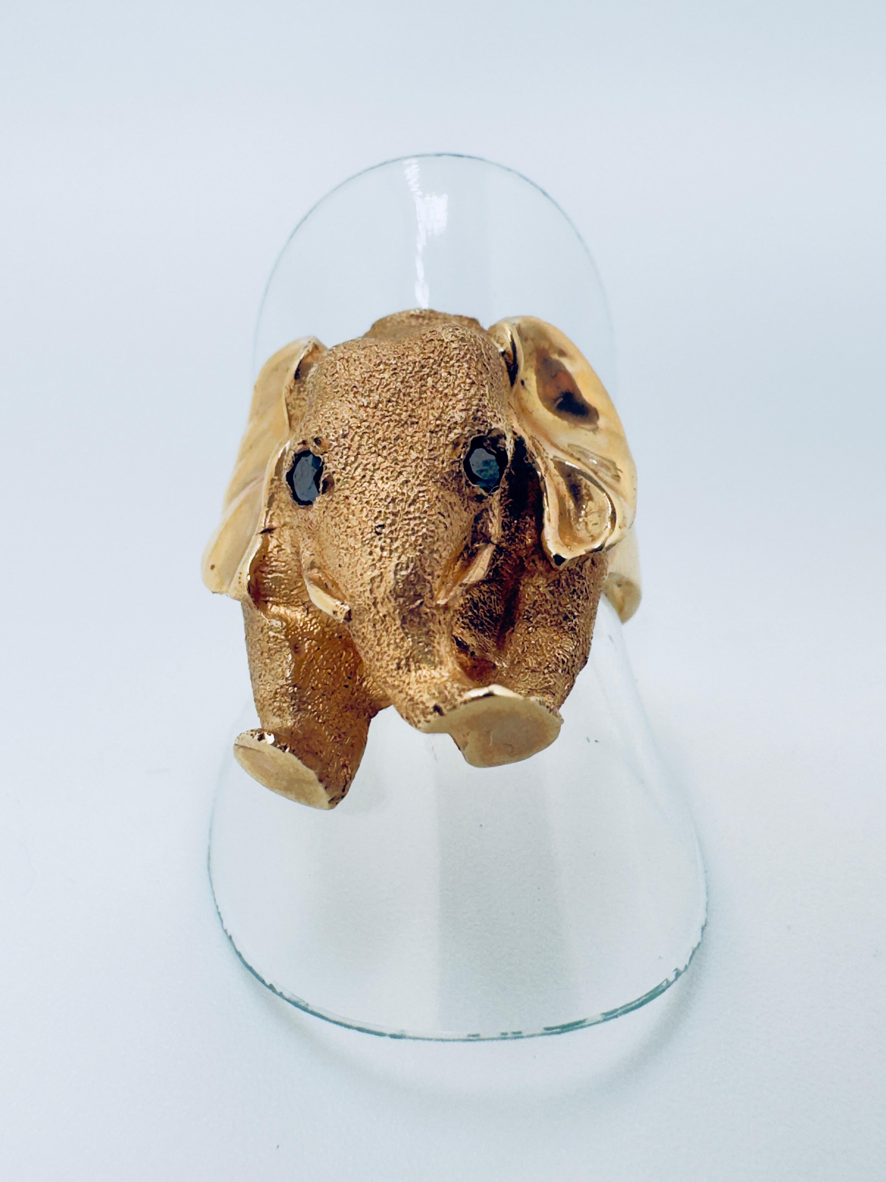 Ladies 14K Elephant Head Ring For Sale 2