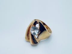 Ladies 14K Yellow Gold Free-Form Renzite Cocktail Ring, Size 7.5