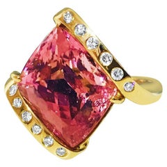 Bague pour femme en or 14 carats avec kunzite de 8,00 carats et diamants VS/F
