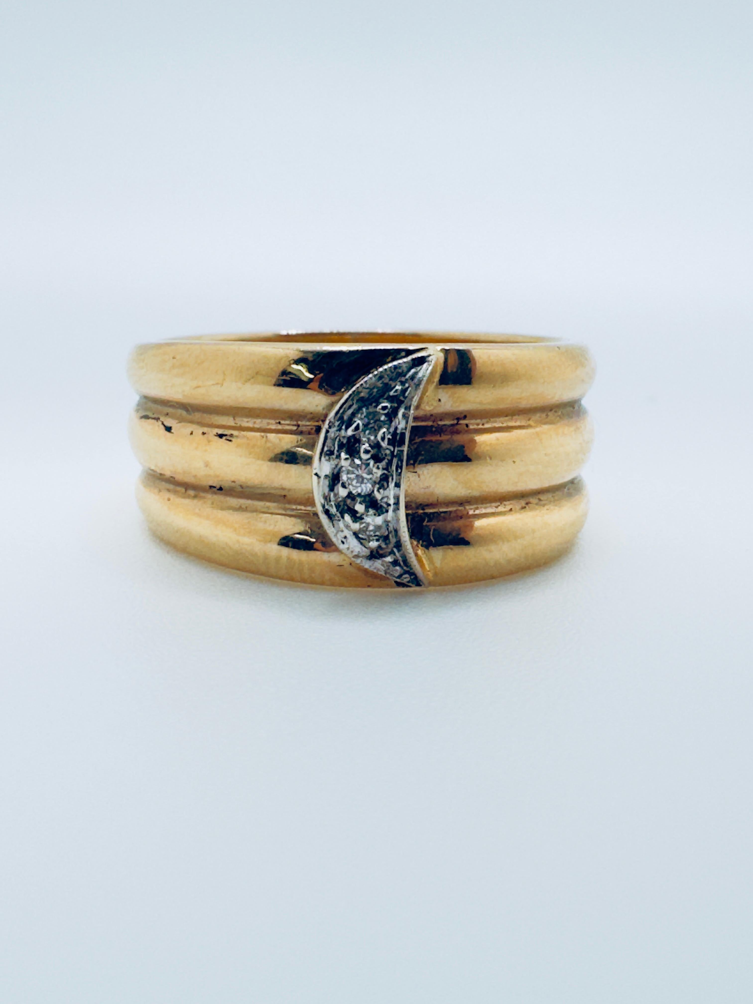 Women's Ladies 14K Half-Moon Diamond Ring For Sale