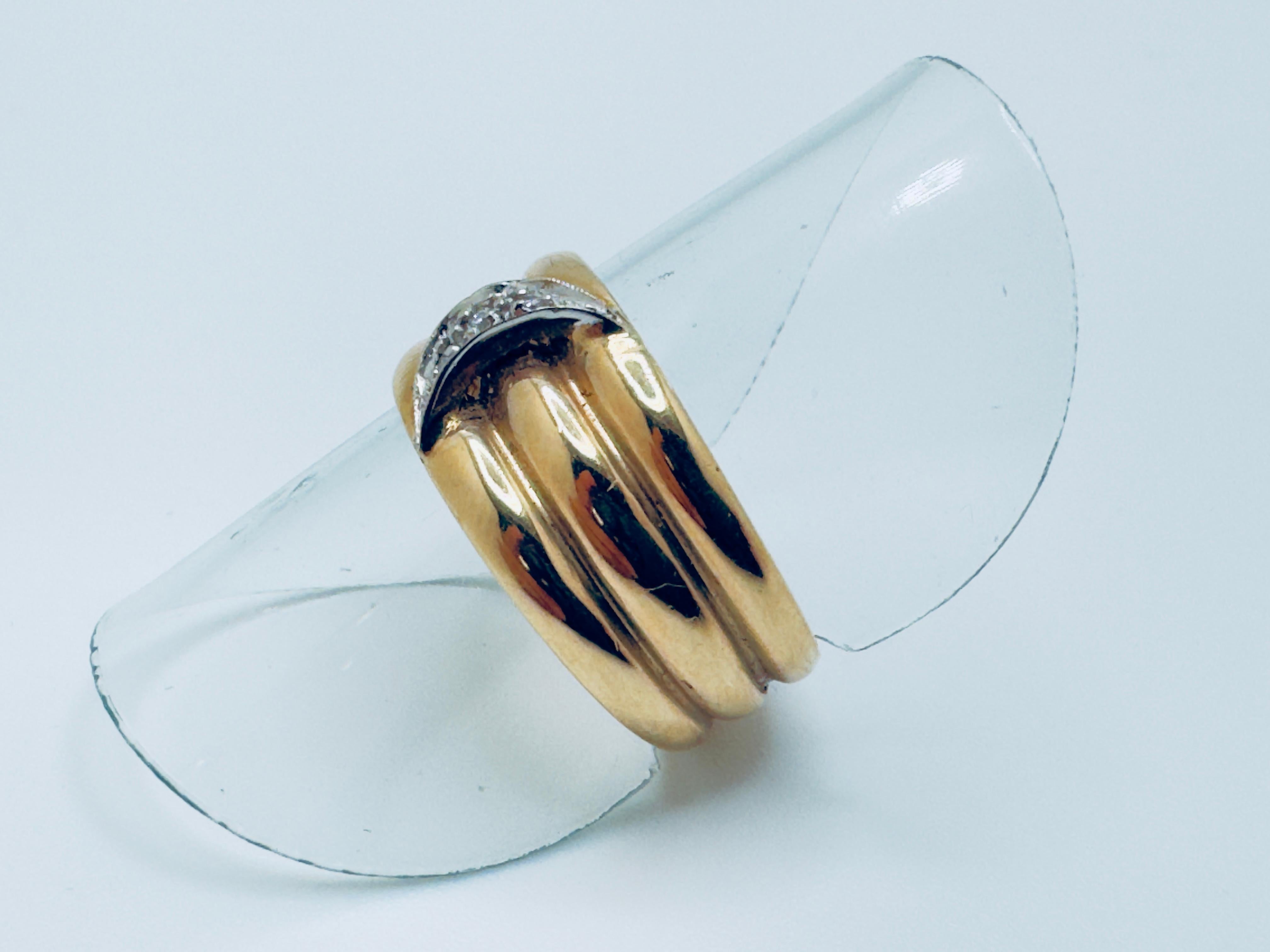 Ladies 14K Half-Moon Diamond Ring For Sale 1