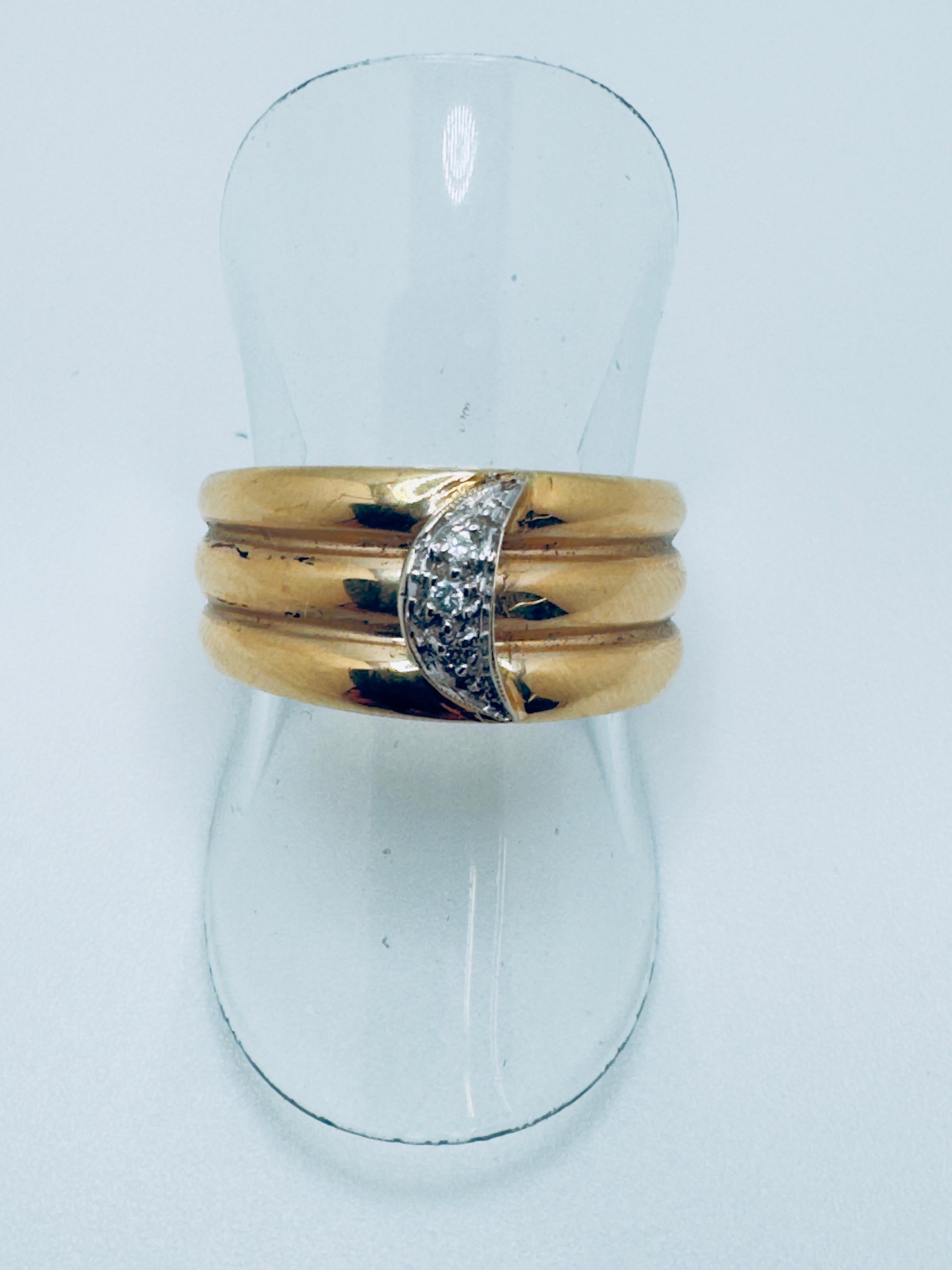 Ladies 14K Half-Moon Diamond Ring For Sale 2