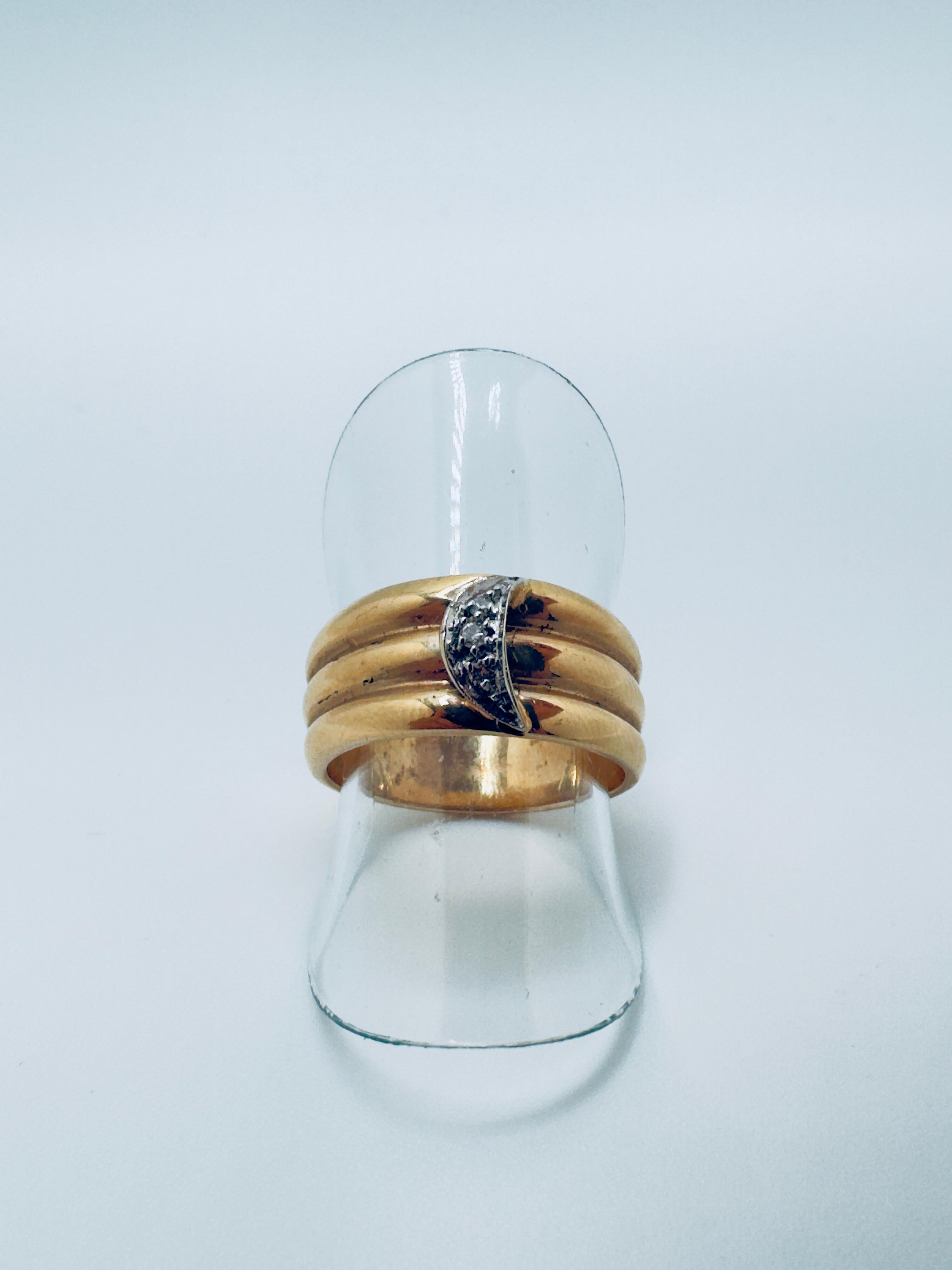 Ladies 14K Half-Moon Diamond Ring For Sale 3