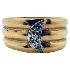 Ladies 14K Half-Moon Diamond Ring