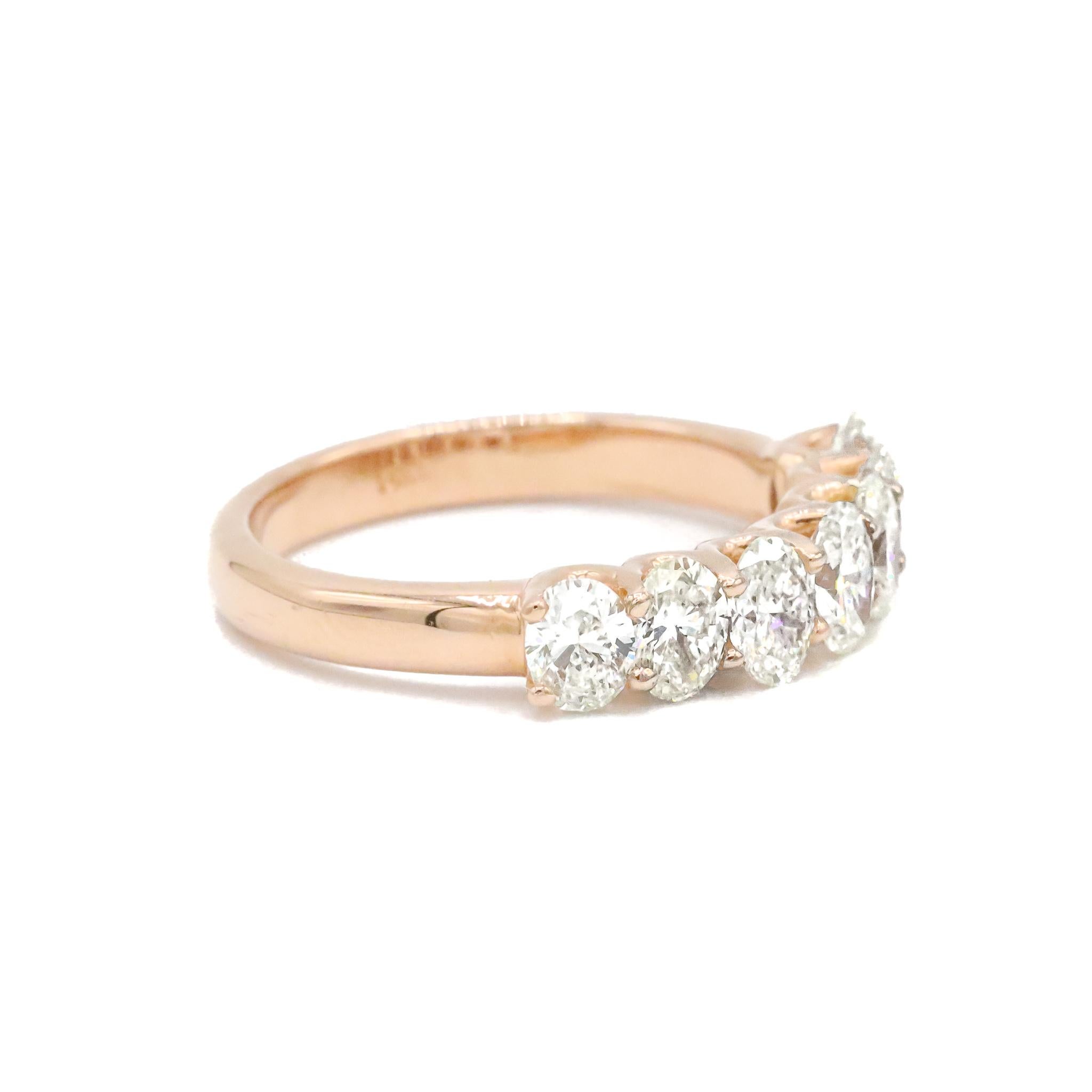 Ladies 14K Rose Gold 2.09Ct Ovals Eternity Ring In Excellent Condition For Sale In Houston, TX