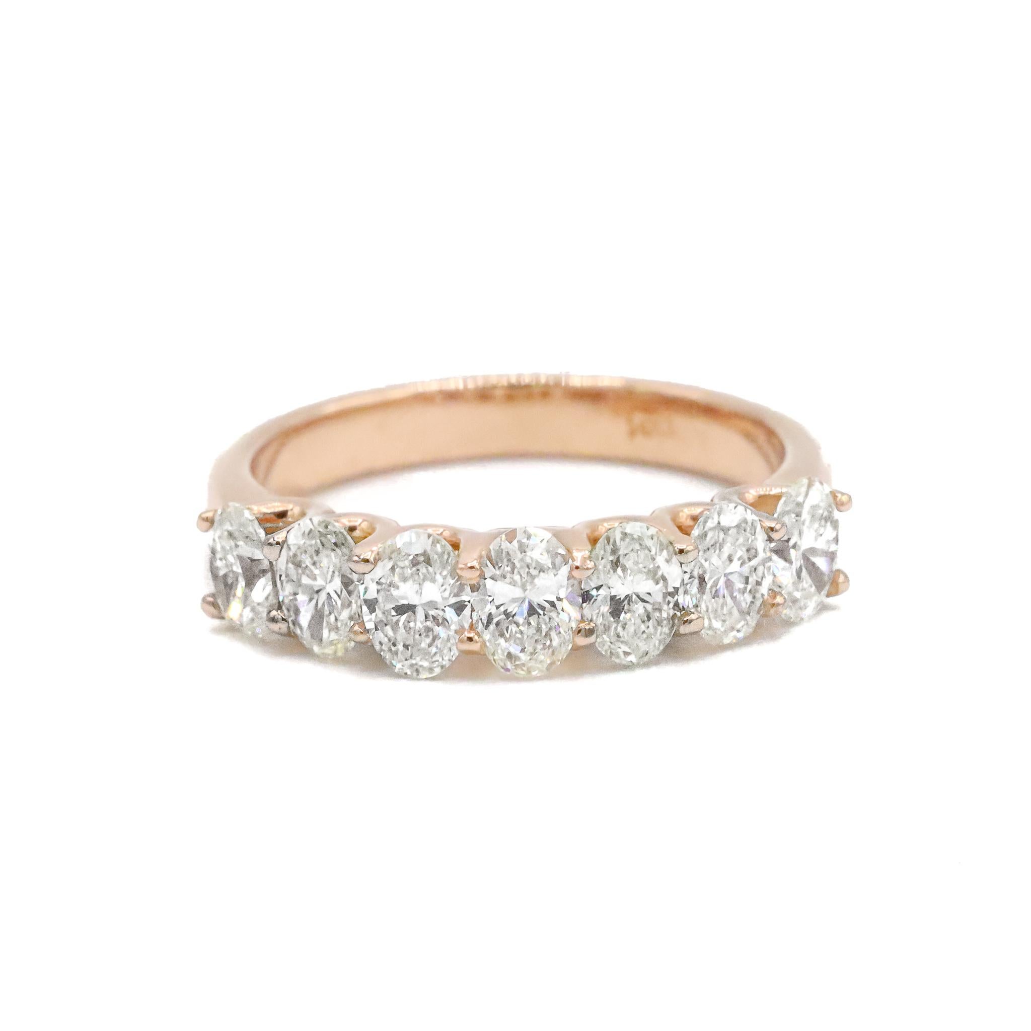 Ladies 14K Rose Gold 2.09Ct Ovals Eternity Ring For Sale 1