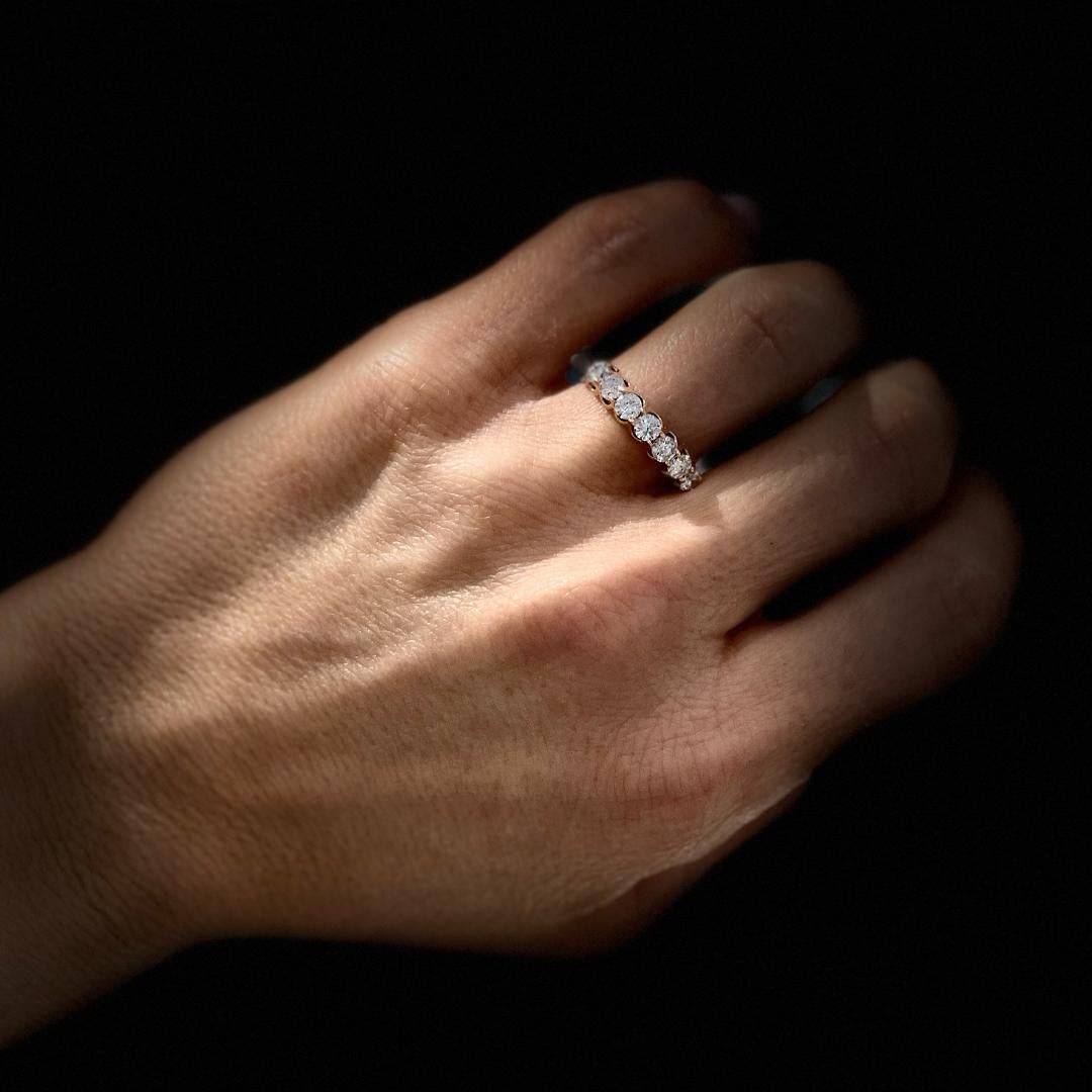 Ladies 14K Rose Gold 9 Diamond across Eternity Wedding Ring 3