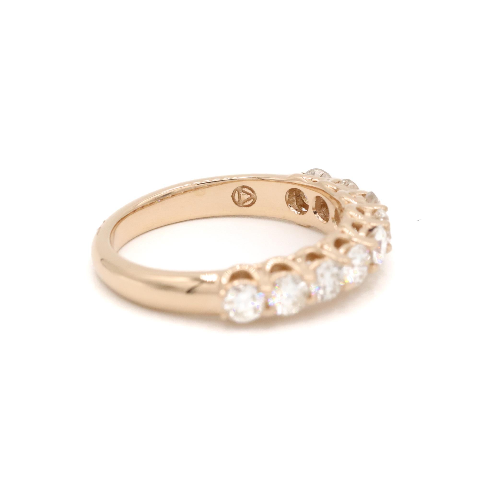 Round Cut Ladies 14K Rose Gold 9 Diamond across Eternity Wedding Ring