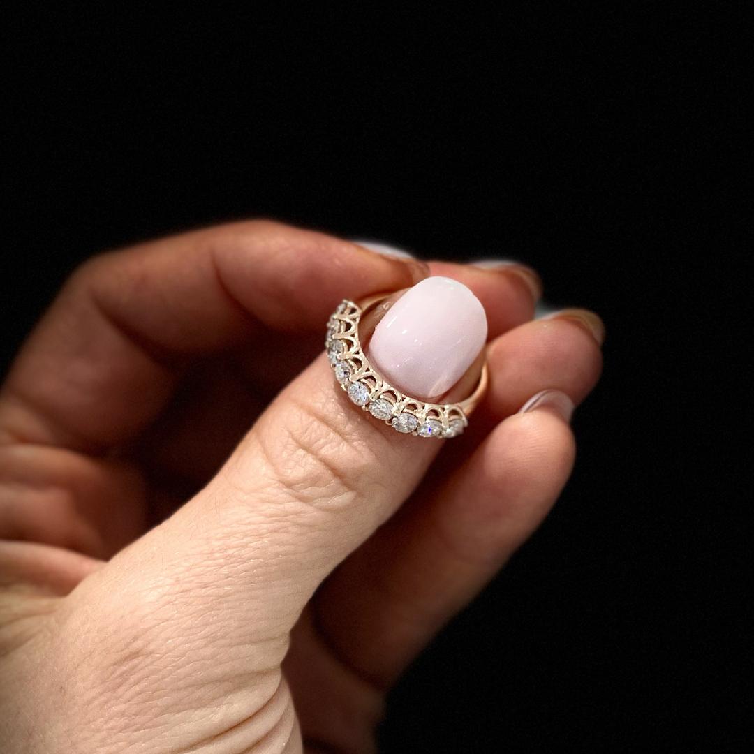 Women's Ladies 14K Rose Gold 9 Diamond across Eternity Wedding Ring
