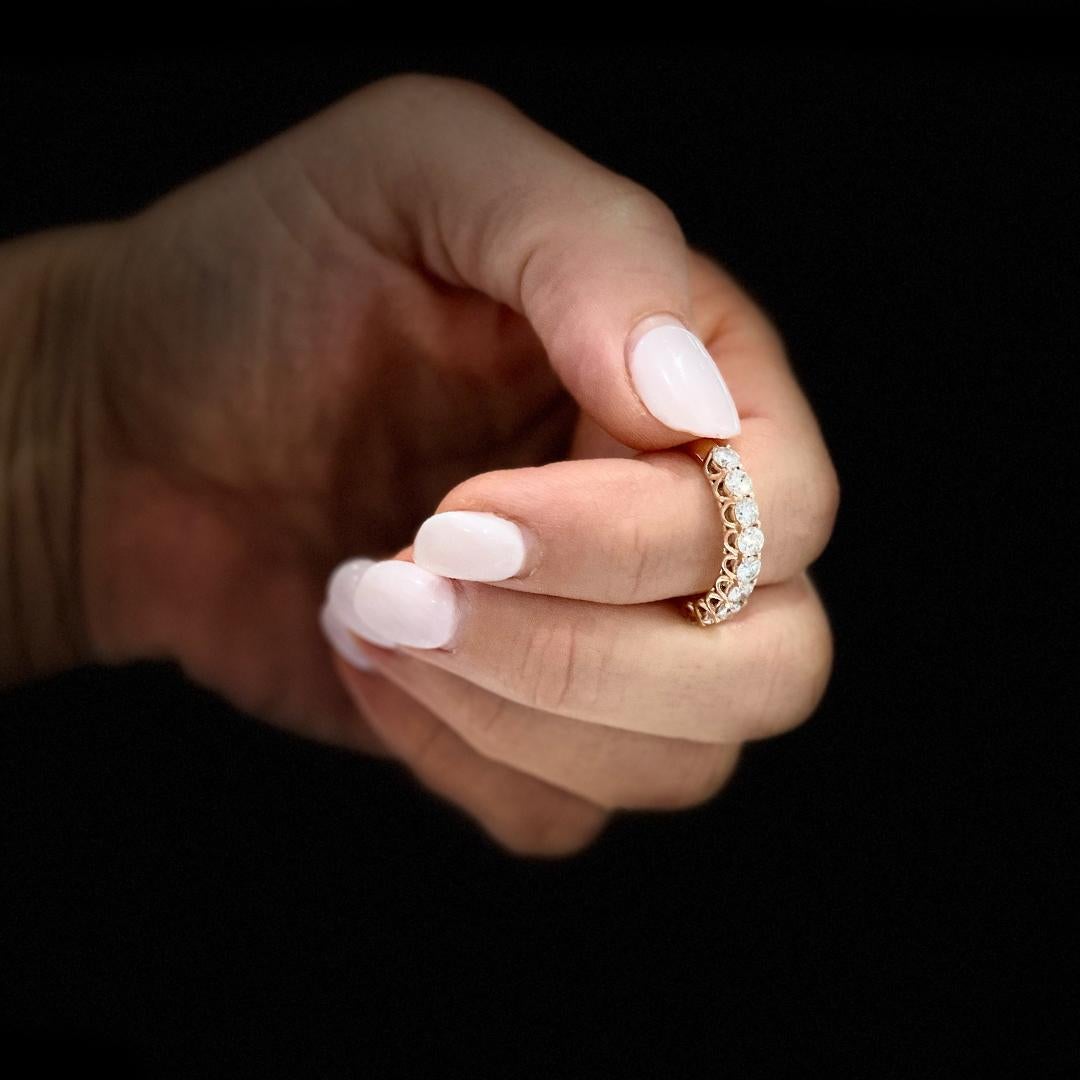 Ladies 14K Rose Gold 9 Diamond across Eternity Wedding Ring 1