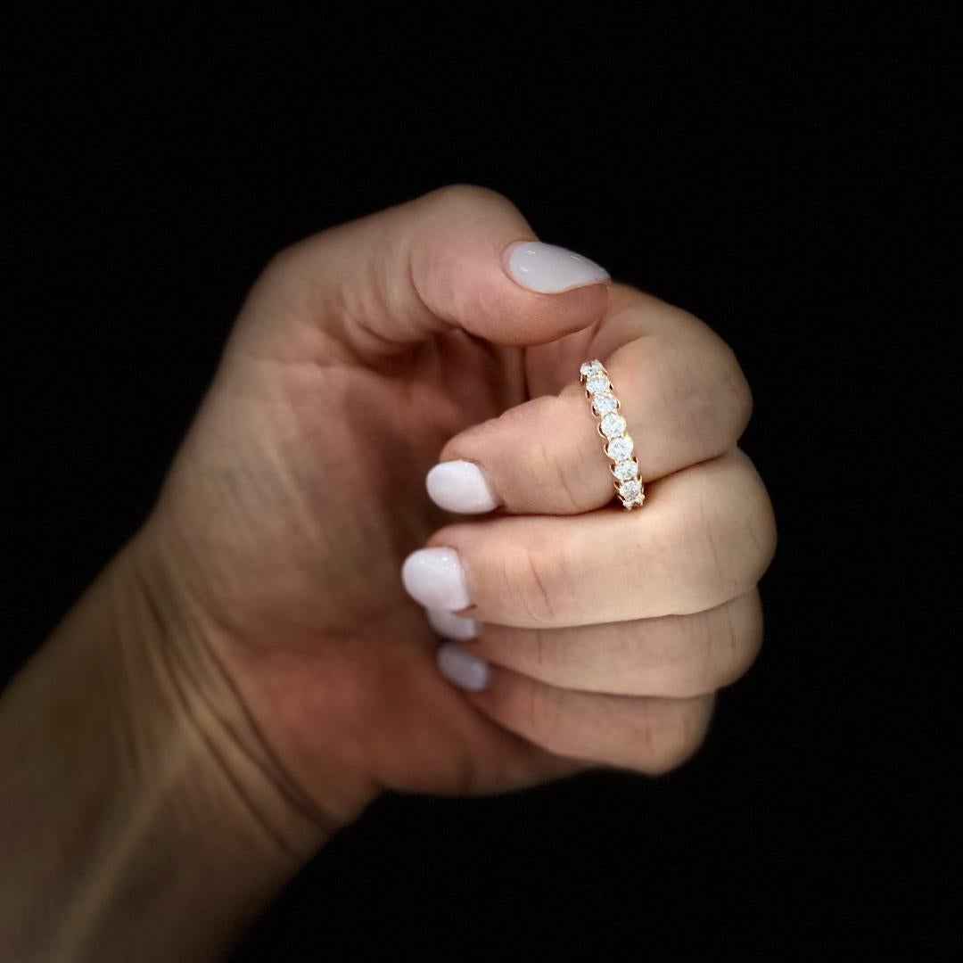 Ladies 14K Rose Gold 9 Diamond across Eternity Wedding Ring 2