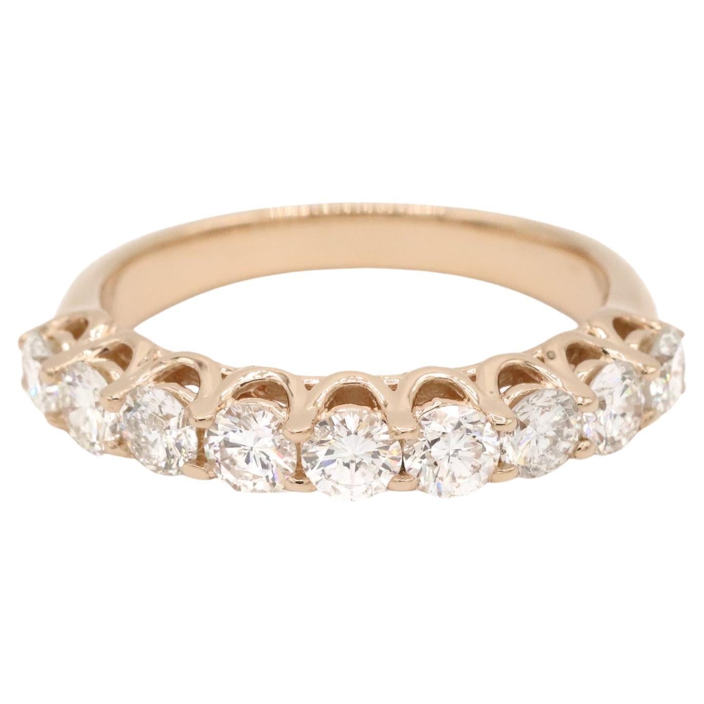 Ladies 14K Rose Gold 9 Diamond across Eternity Wedding Ring