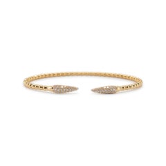 Ladies 14K Rose Gold Bead Claw Pave Diamond Flexible Cuff Bracelet
