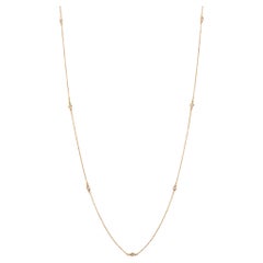 Ladies 14K Rose Gold by the Yard Mixed Cut Diamond Station Chain Necklace