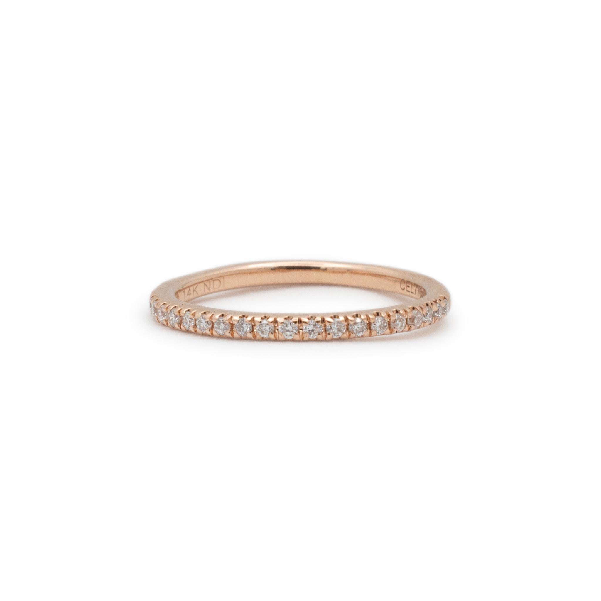 Damen 14K Rose Gold Celebration Diamond Verlobungsring & Diamantband Set 6