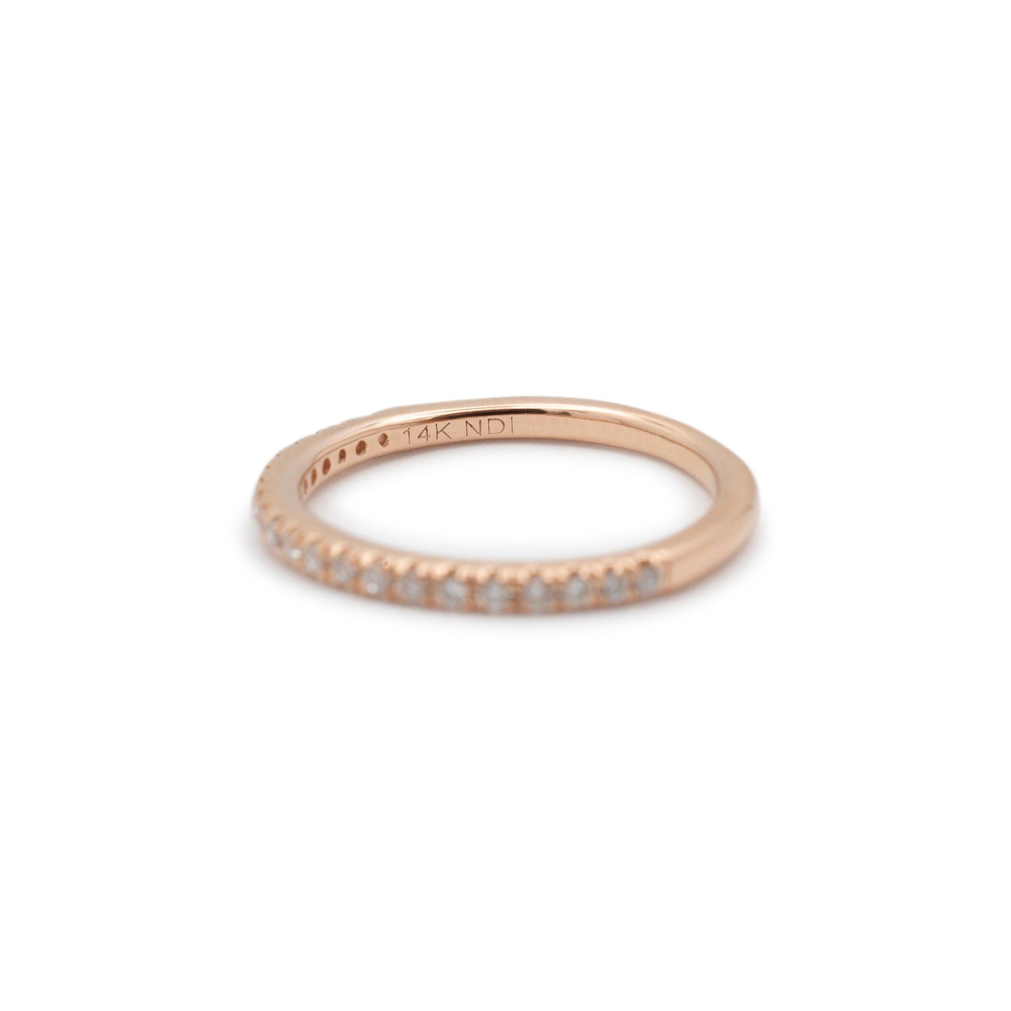 Damen 14K Rose Gold Celebration Diamond Verlobungsring & Diamantband Set 8