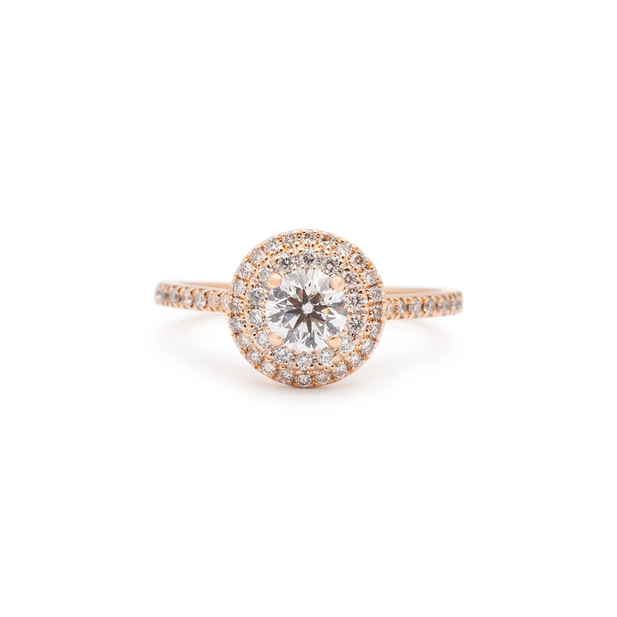 Damen 14K Rose Gold Celebration Diamond Verlobungsring & Diamantband Set (Rundschliff)
