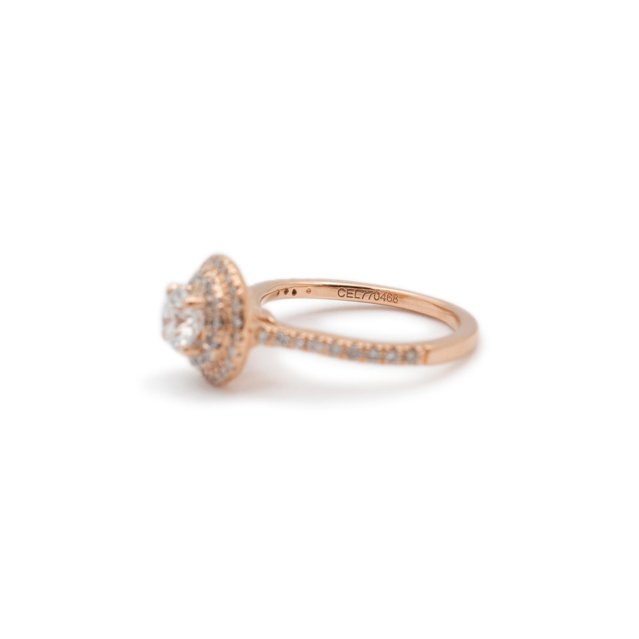 Ladies 14K Rose Gold Celebration Diamond Engagement Ring & Diamond Band Set For Sale 4