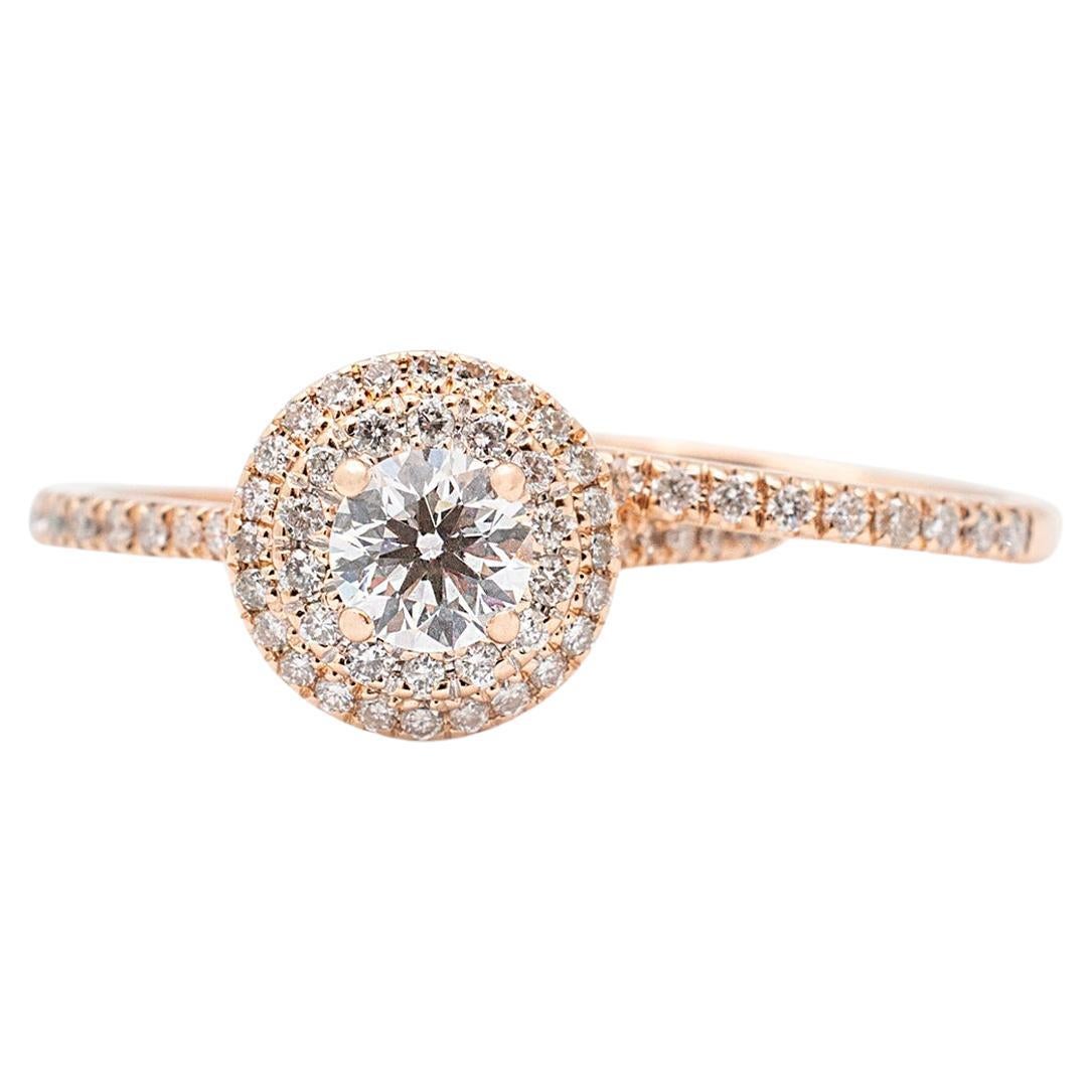 Ladies 14K Rose Gold Celebration Diamond Engagement Ring & Diamond Band Set For Sale