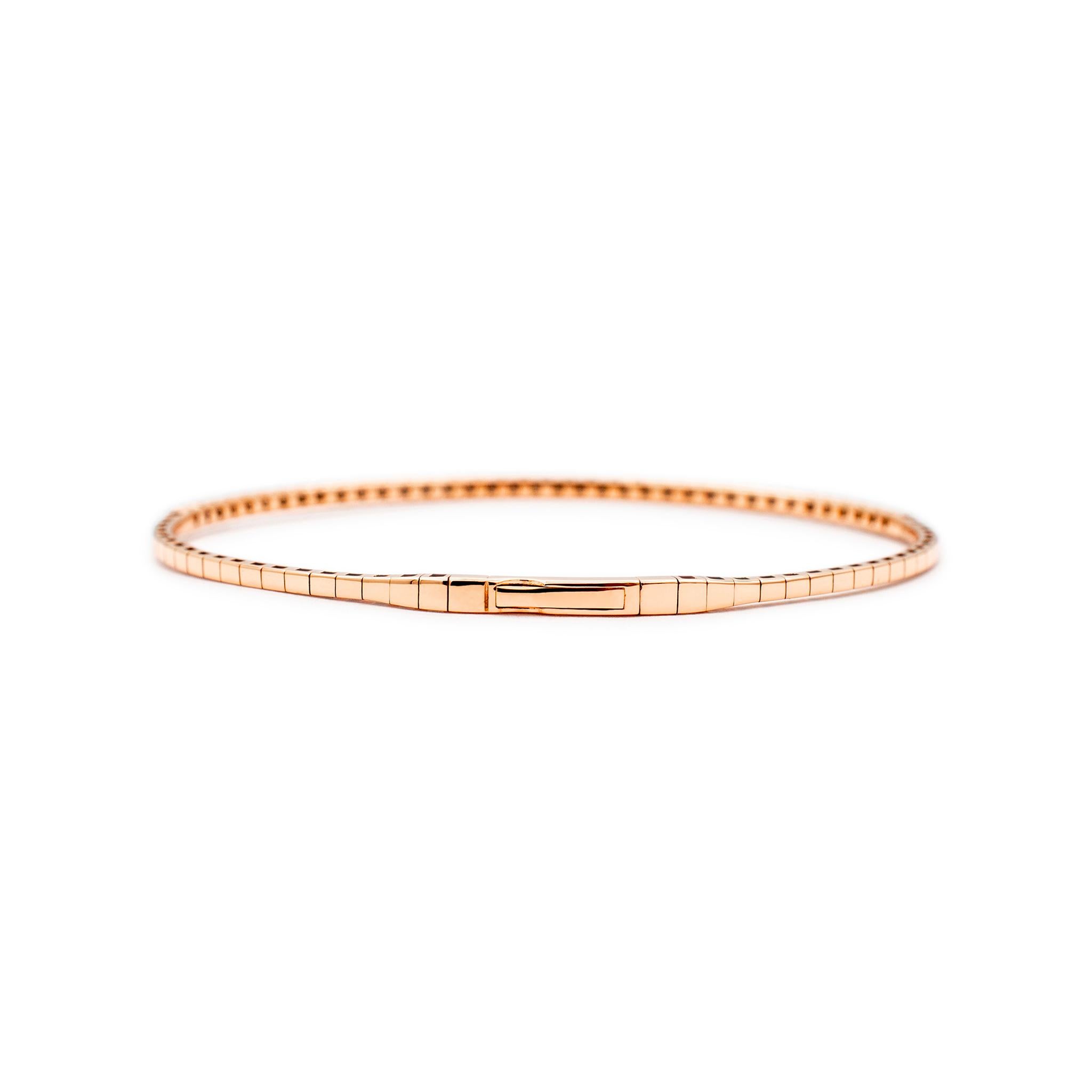 Bracelet tennis flexible pour femmes en or rose 14 carats avec diamants 1,07 carat Pour femmes en vente