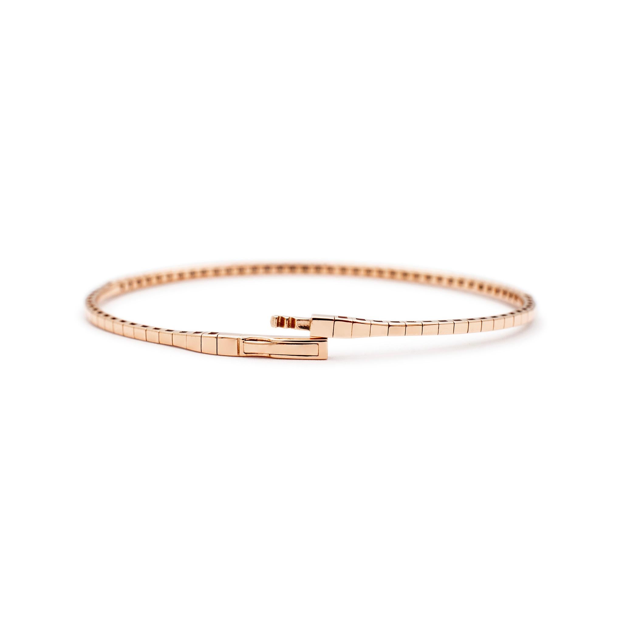 Bracelet tennis flexible pour femmes en or rose 14 carats avec diamants 1,07 carat en vente 1