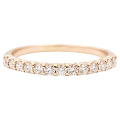 Anneau de mariage demi-éternité en or rose 14K pour dames avec diamant