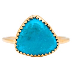 Ladies 14K Rose Gold Triangular Turquoise Cocktail Ring