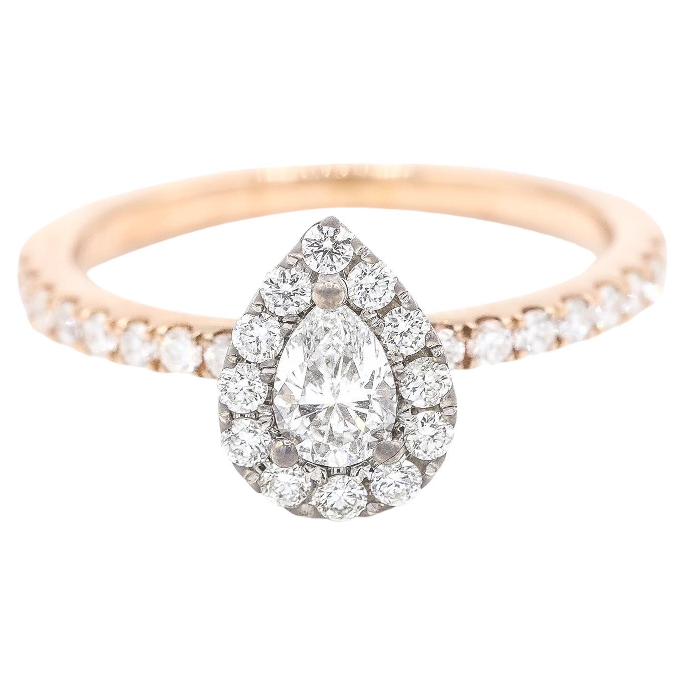 Ladies 14 Karat Rose Gold Round Diamond Ring For Sale at 1stDibs