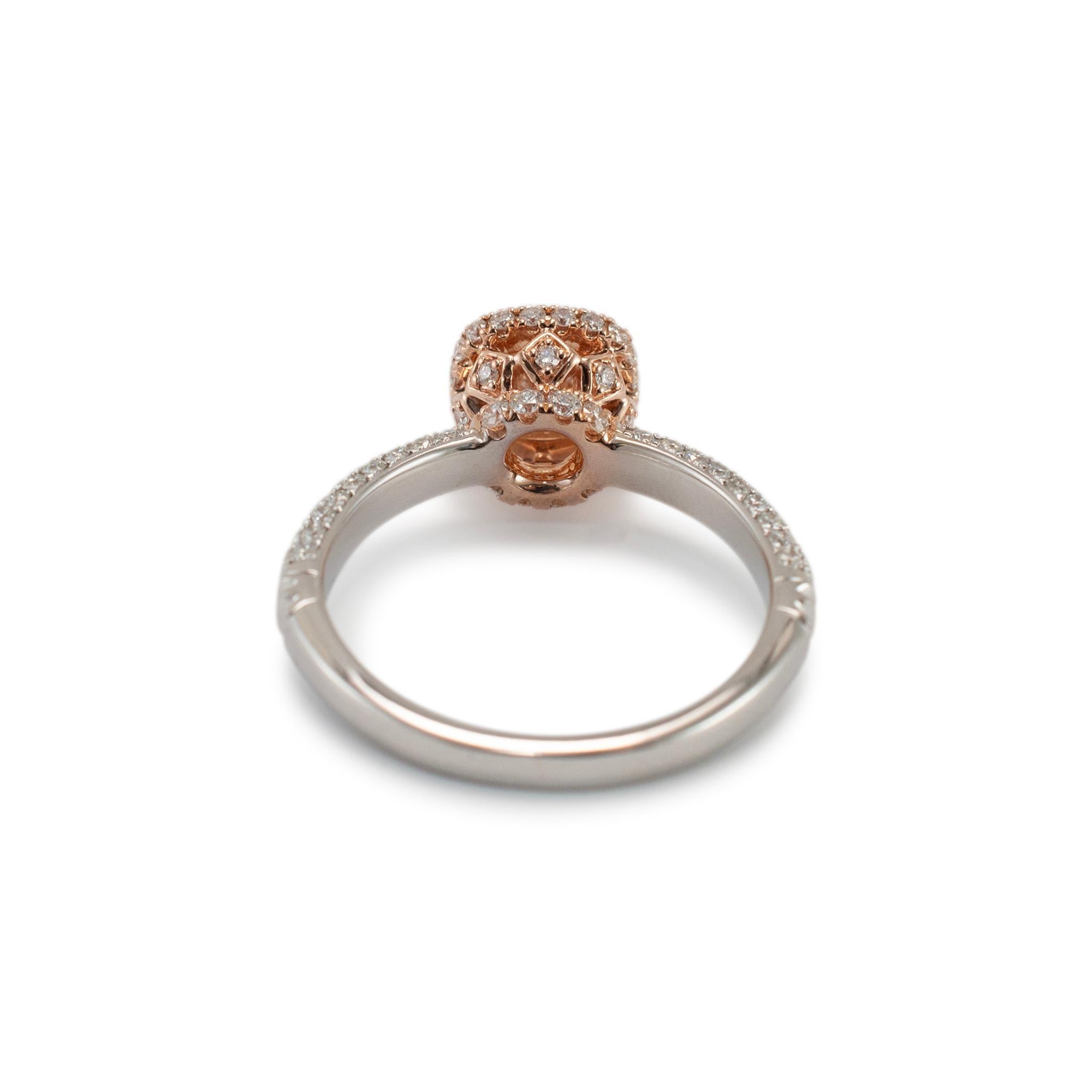 De las mujeres Anillo de compromiso de diamante halo redondo de 0,65 ct en oro blanco y rosa de 14 quilates para mujer en venta