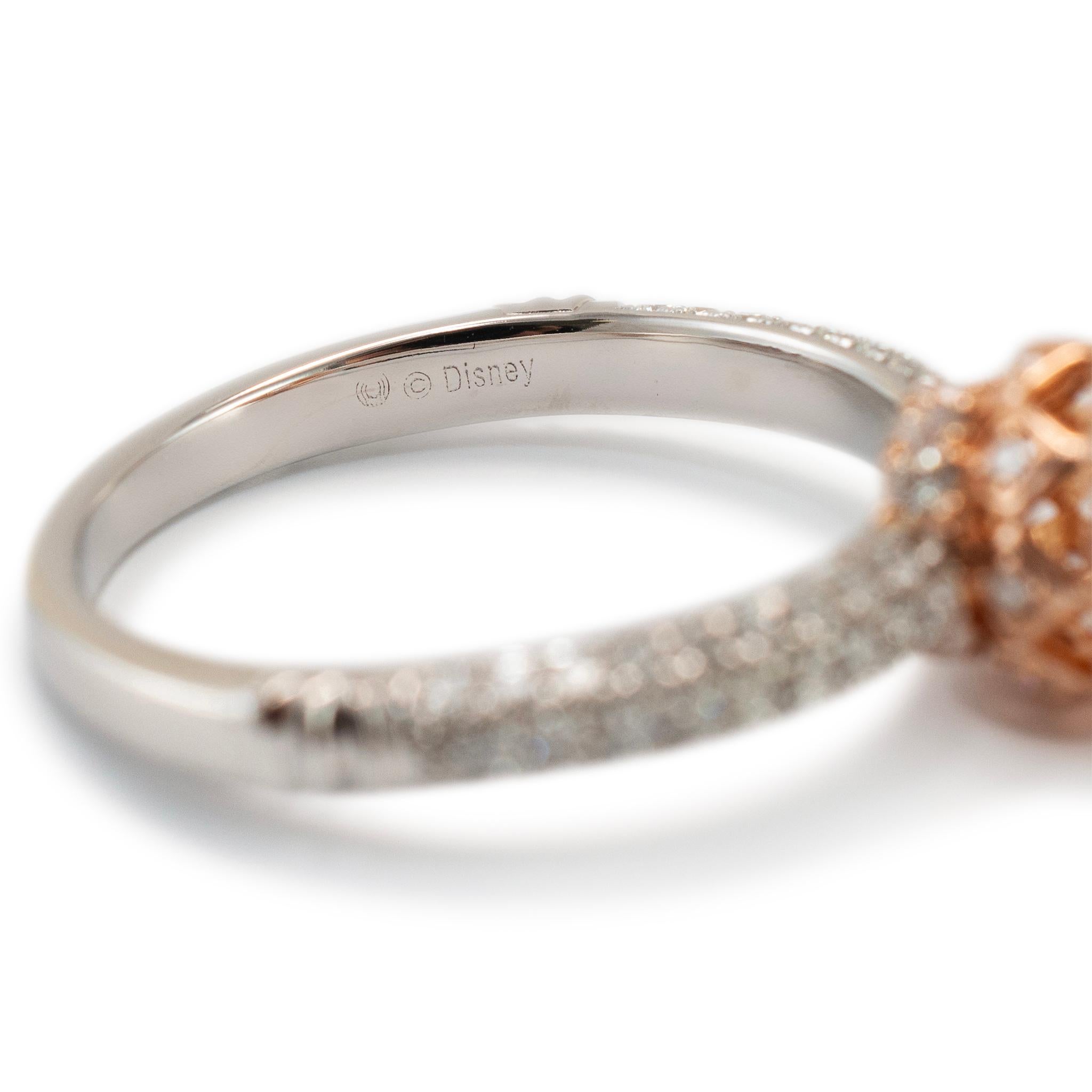 Anillo de compromiso de diamante halo redondo de 0,65 ct en oro blanco y rosa de 14 quilates para mujer en venta 2
