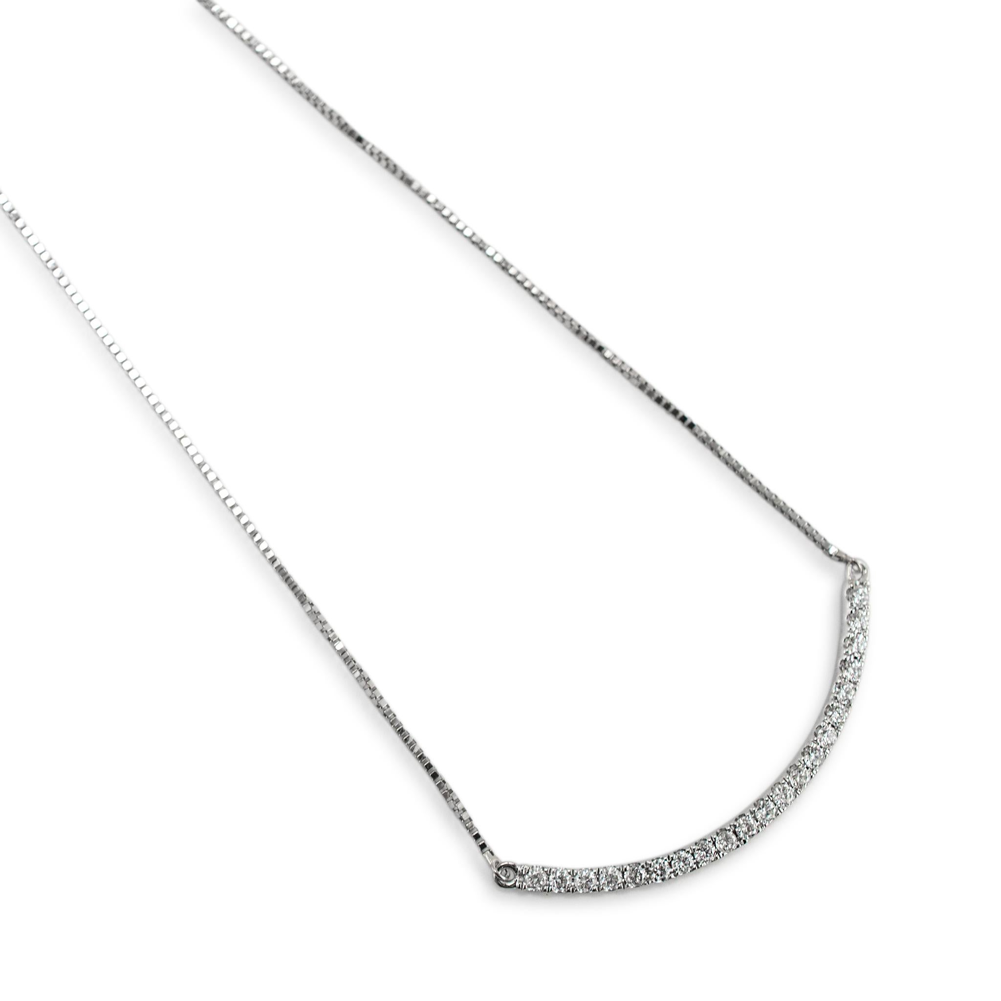 Damen 14K Weißgold 0,38ct Diamant Bar Halskette (Rundschliff) im Angebot