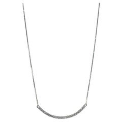 Ladies 14K White Gold 0.38ct Diamond Bar Necklace
