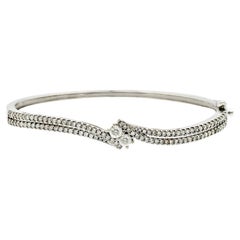 Bracelet jonc pour femme en or blanc 14 carats avec diamants de 2,45 carats