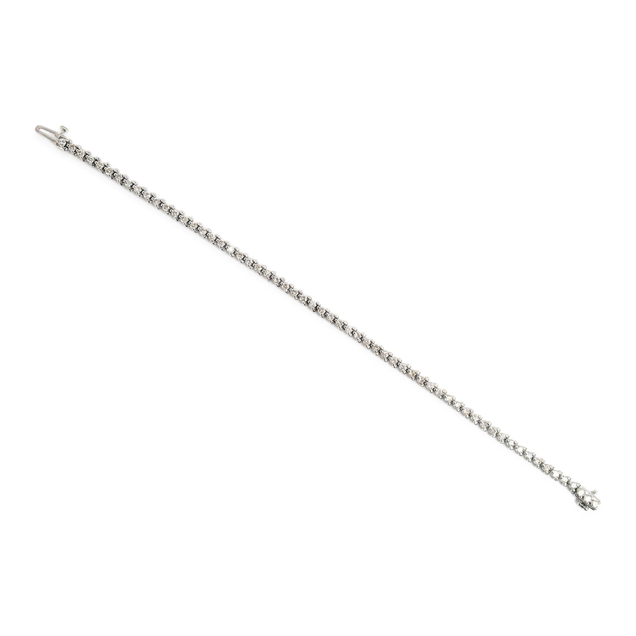 De las mujeres Pulsera de tenis de diamantes de 3 puntas y 2,28 ct en oro blanco de 14 quilates para mujer en venta