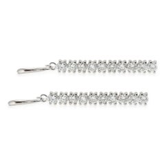 Ladies 14K White Gold 3.02ct Round Diamond Liner Drop Earrings