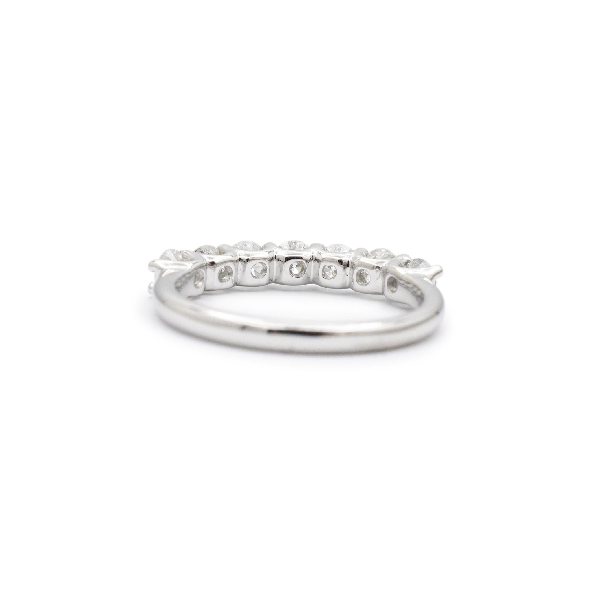 Women's Ladies 14K White Gold 7 Across Half Eternity 1.10CT Diamond Wedding Band For Sale